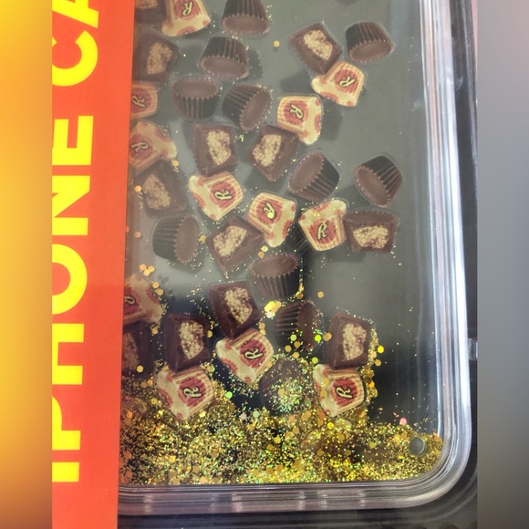 Reese's Peanut Butter Cups & Glitter Liquid Shaker iPhone 13/14 Case NIB - Picture 4 of 4